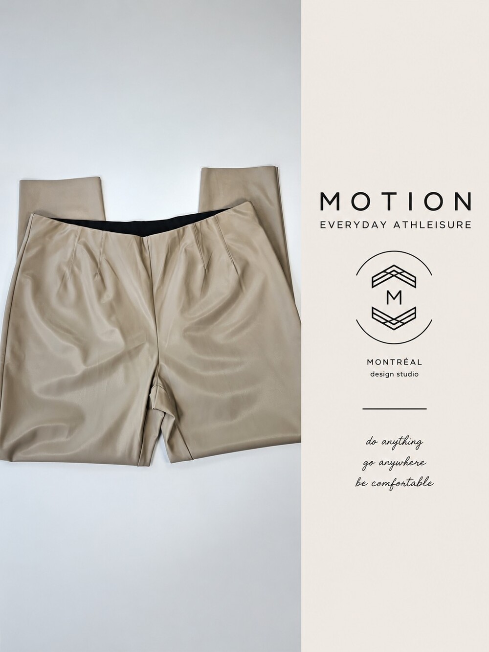 NWT Motion Everyday Athleisure Faux Leather Leggings XL Beige Taupe High Rise